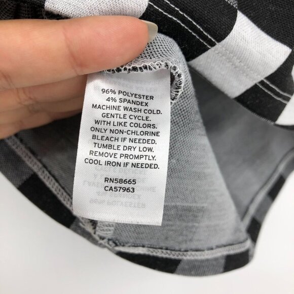 BP by Nordstrom Black White & Grey Gingham Checker Cutout Crop Top Shortsleeve S - Picture 12 of 16